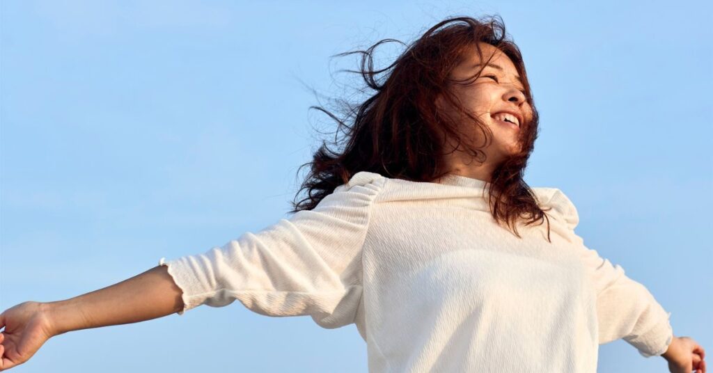 positive woman embracing change